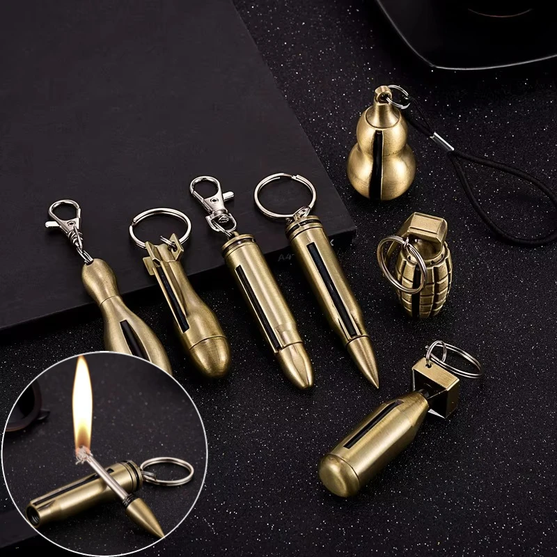Vintage Metal Waterproof Permanent Match Lighter Reusable 10000 Ignitions Keychain Fire Starter for Outdoor Survival and Camping