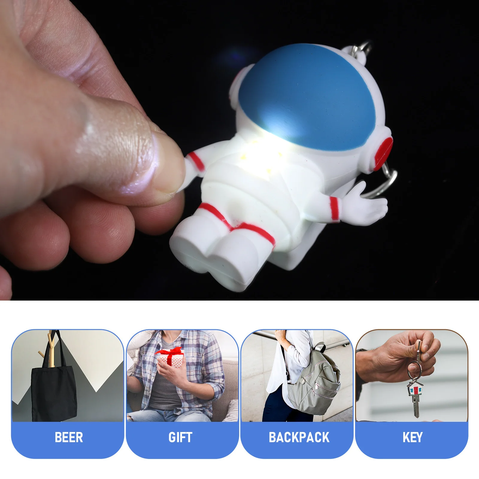 

6Pcs Keychain Light Animal Design Cute Pendant Decor for Handbags Backpacks Nurses Perfect Match Any Costume Keychain Light