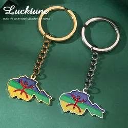 Lucktune Drip Oil Berber Map keychain North Africa Berbers Flag Keychain Keyring for Women Kabyle Style Jewelry Friends Gift New