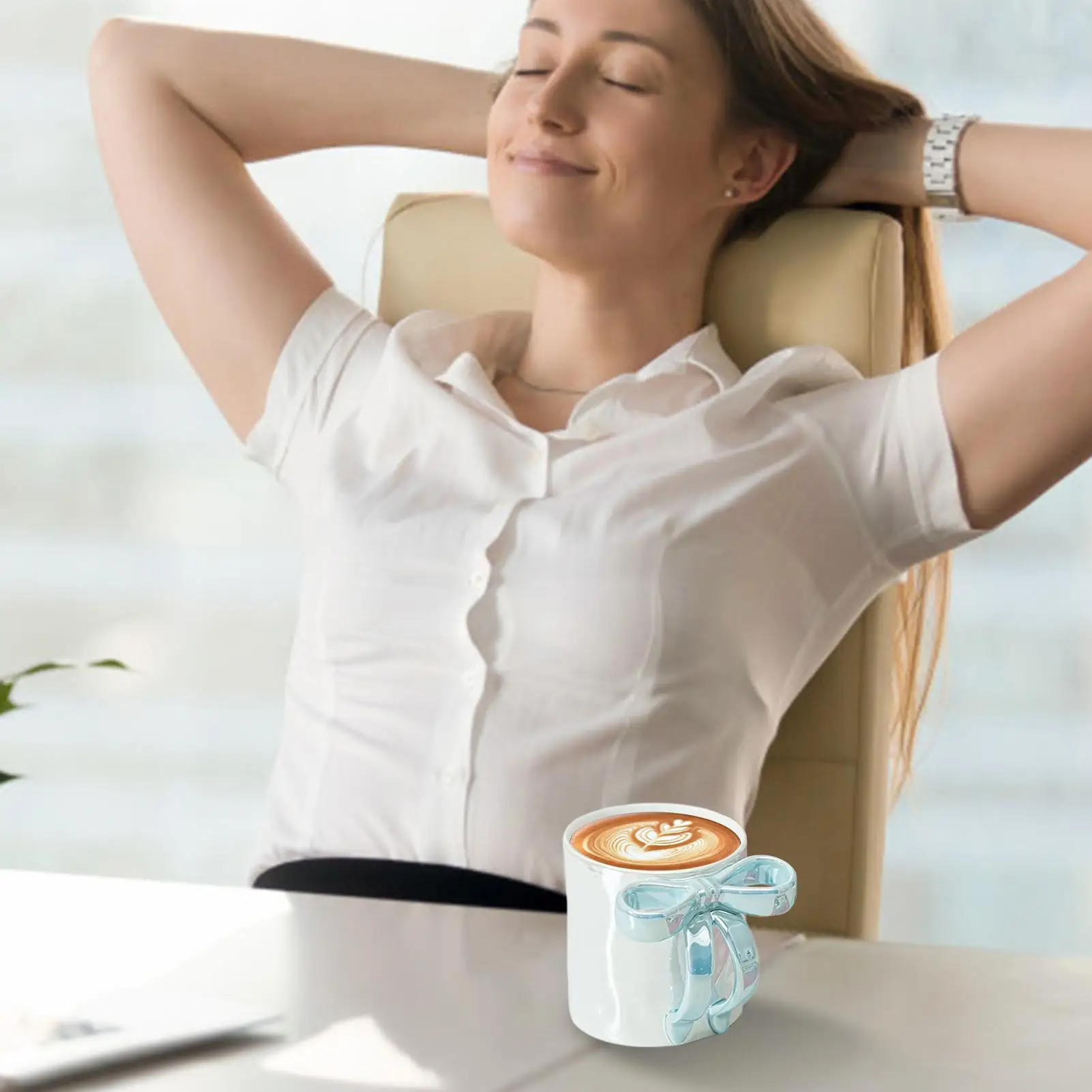 

Кружка с бантом, 12 унций, очаровательная чашка с бантом и эргономичной ручкой, большая вместительная кухонная посуда для напитков, элегантное украшение для дома для латте, чая, воды