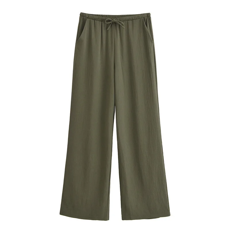 Spring Summer Two Piece Pants Set Casual Women's Wear strapless Collar Fold Top Long Straight Pants Set