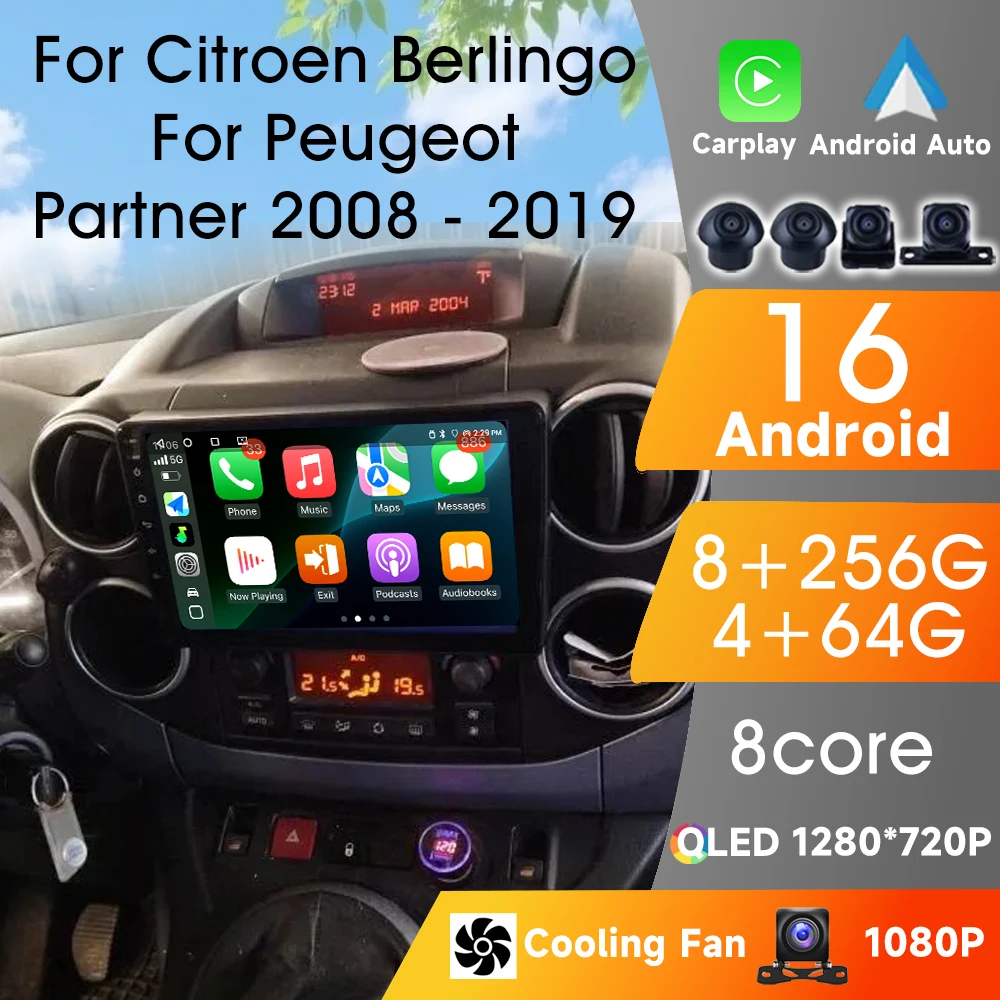 

2Din Android For Citroen Berlingo B9 Peugeot Partner 2008 - 2019 Car Radio Multimedia Player 8Core Car Video Bluetooth WIFI GPS