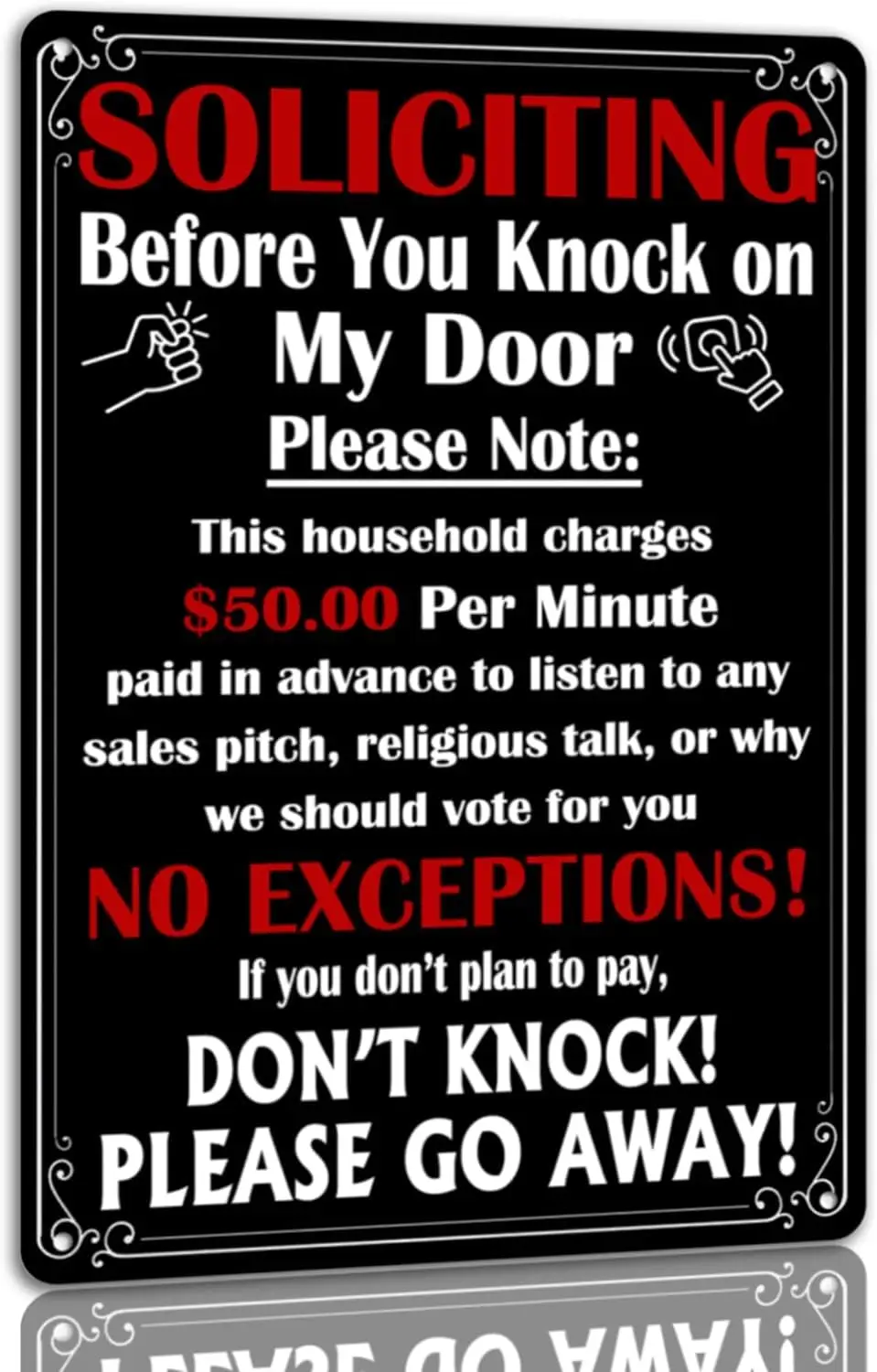 Solicitors Before You Knock On My Door Please Note Tin Sign Knock At Your Own Risk Metal Signs Don’t Knock Sign Funny No Solicit