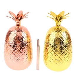 500ML Pineapple Cups Tumbler Plastic Cocktail Drinking Winebowl Mugs Beer Pineapple Cups Bar Tools