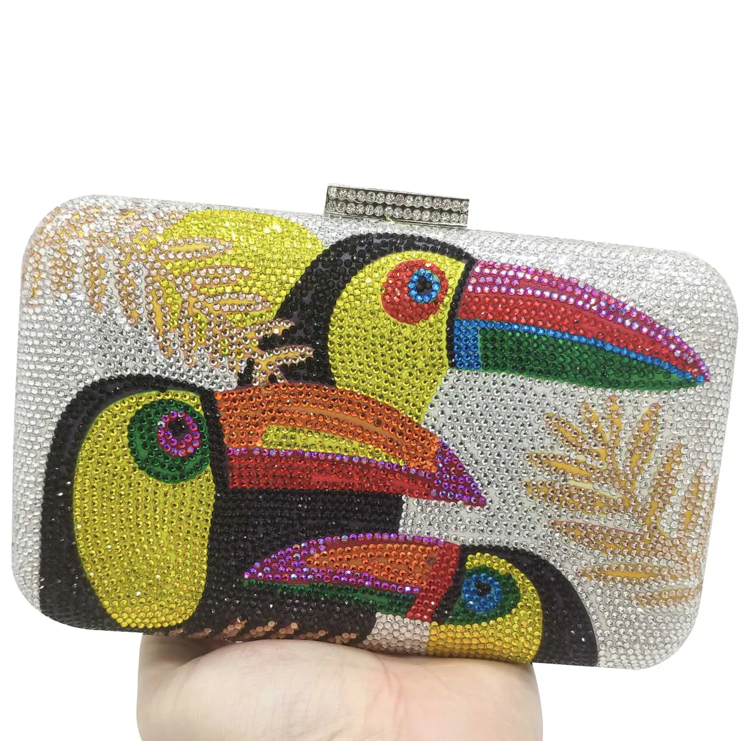Neuheit Toucan Vogel Frauen Kristall Abendtaschen Strass Box Schminktäschchen Clutch Party Cocktail Handtasche Diamant Kette Geldbörse – Detail 16