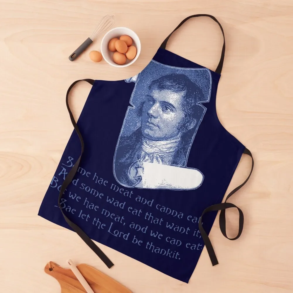 

The Selkirk Grace Burns Night Supper Prayer In Blue Apron waiter Kitchen Front For Kitchen Nursing Apron