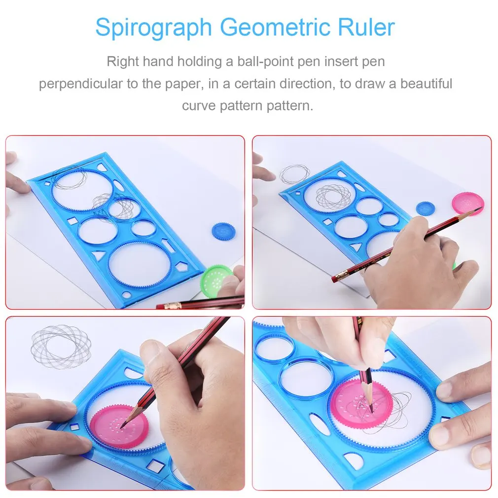1PC Multifunctional Spirograph Geometric Ruler Drafting Tools Learning Drawing Tool Plastic Ruler School Stationery supplies