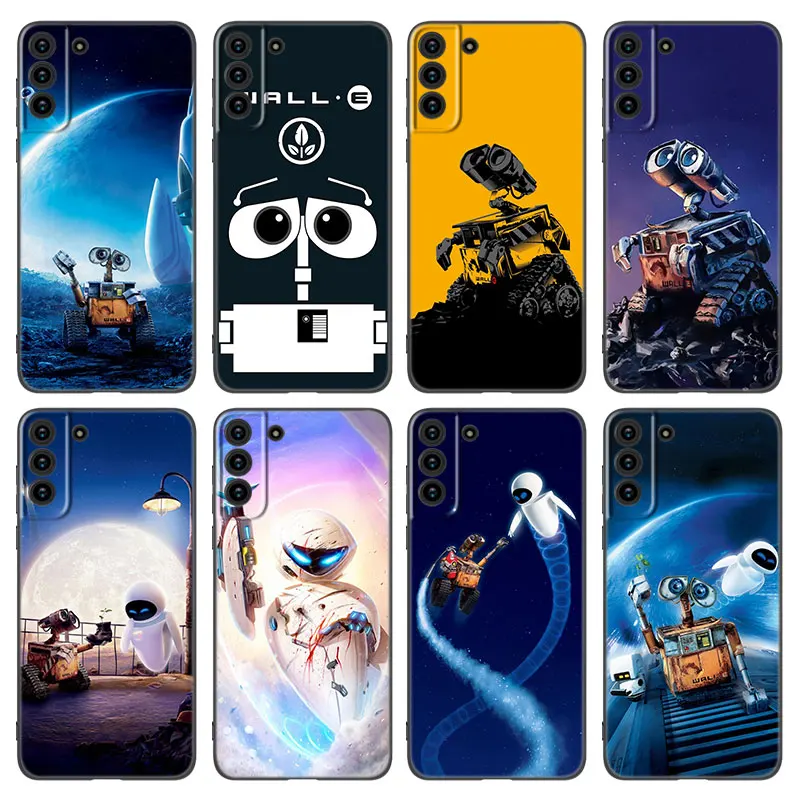 Schattige Robot WALL-E Telefoon Hoesje Voor Samsung Galaxy S23 S23 S21 S20 Fe S24 S22 Ultra S10e S10 S9 S8 Plus Zwarte Siliconen Hoes