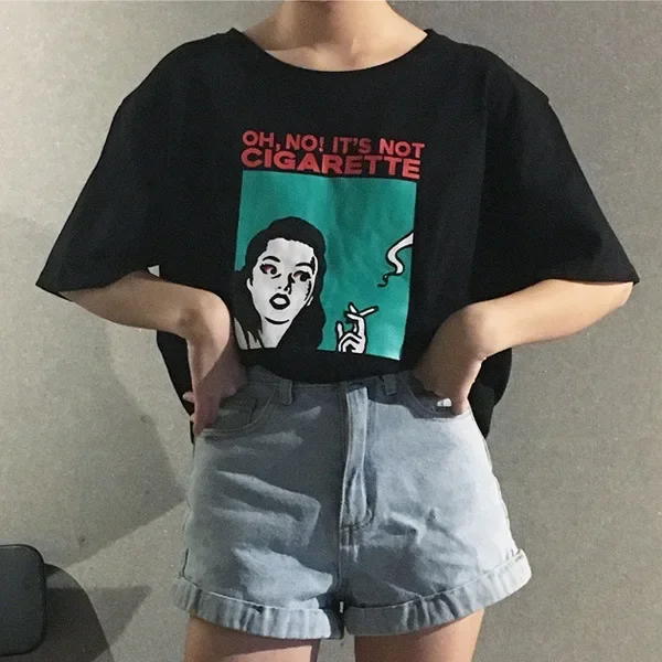 Summer Women's Korean Style Cartoon Character Letter Loose Short Sleeve T-Shirt Women's Top