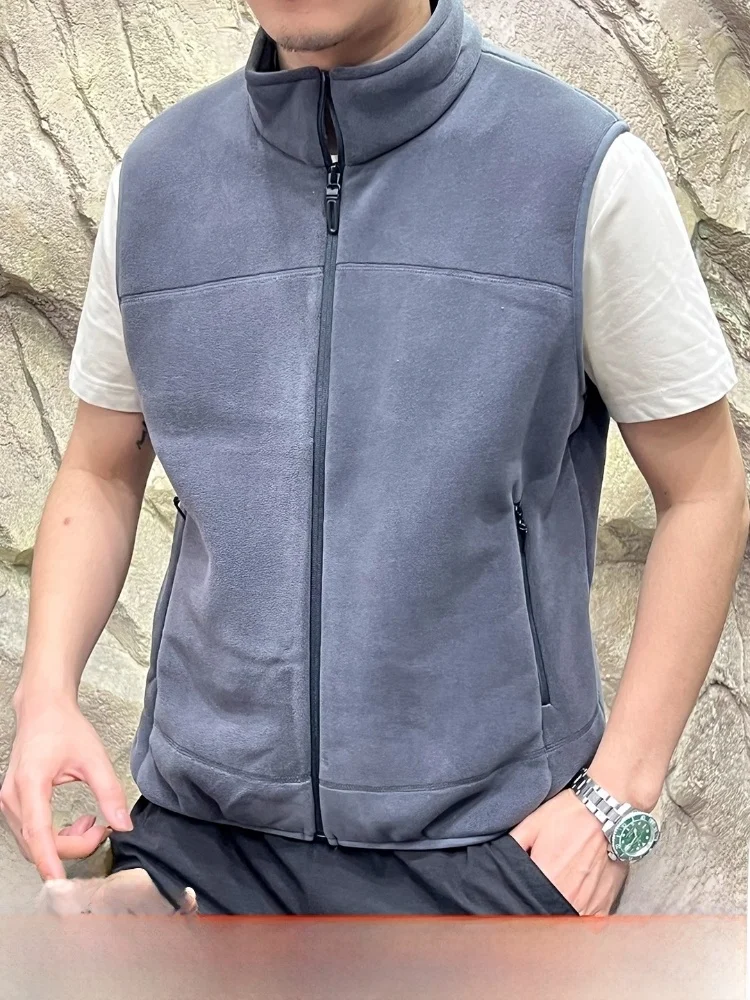 

Men's Outdoor Fce Lined Vest Warm Windproof Breathable Layering ential Cotton Stand Fit Youth Faion Winter Sle