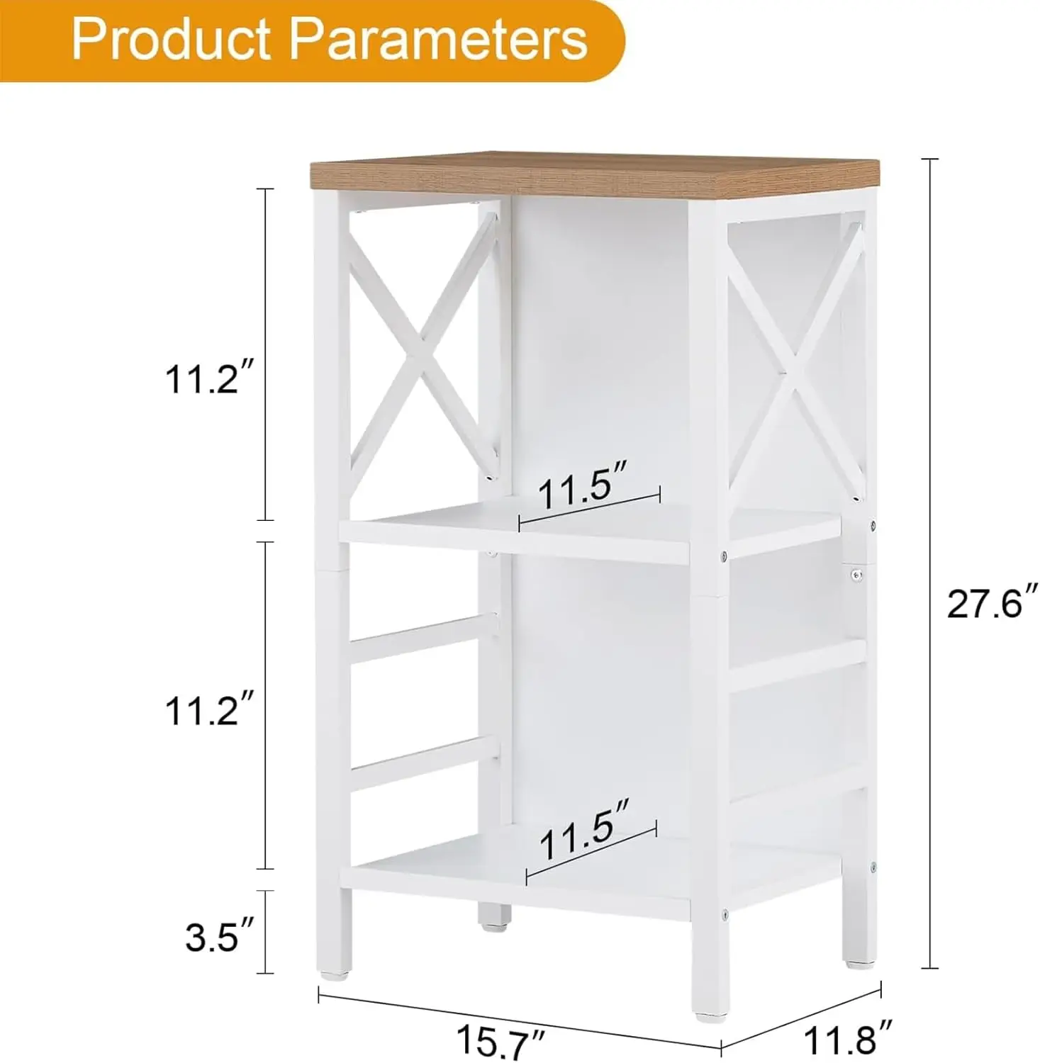 خزانة كتب صناعية من 3 طبقات بإطار معدني، رف كتب صغير أبيض لغرفة المعيشة وغرفة النوم والمكتب #3
