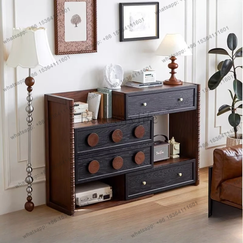 

French retro living room against the wall antique retractable chest drawer module combination storage locker