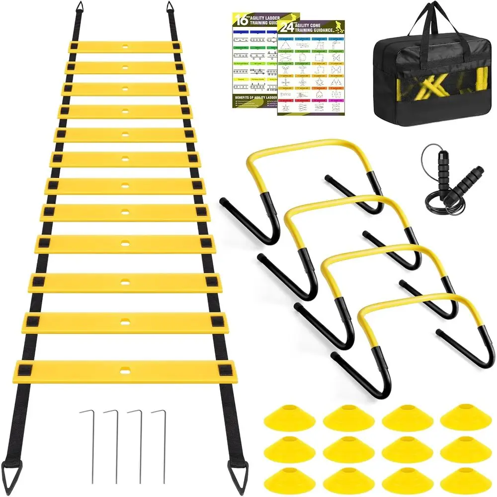 Agility Training Set with Ladder, Cones, Hurdles, Jump Rope for Football, Soccer, Basketball Practice