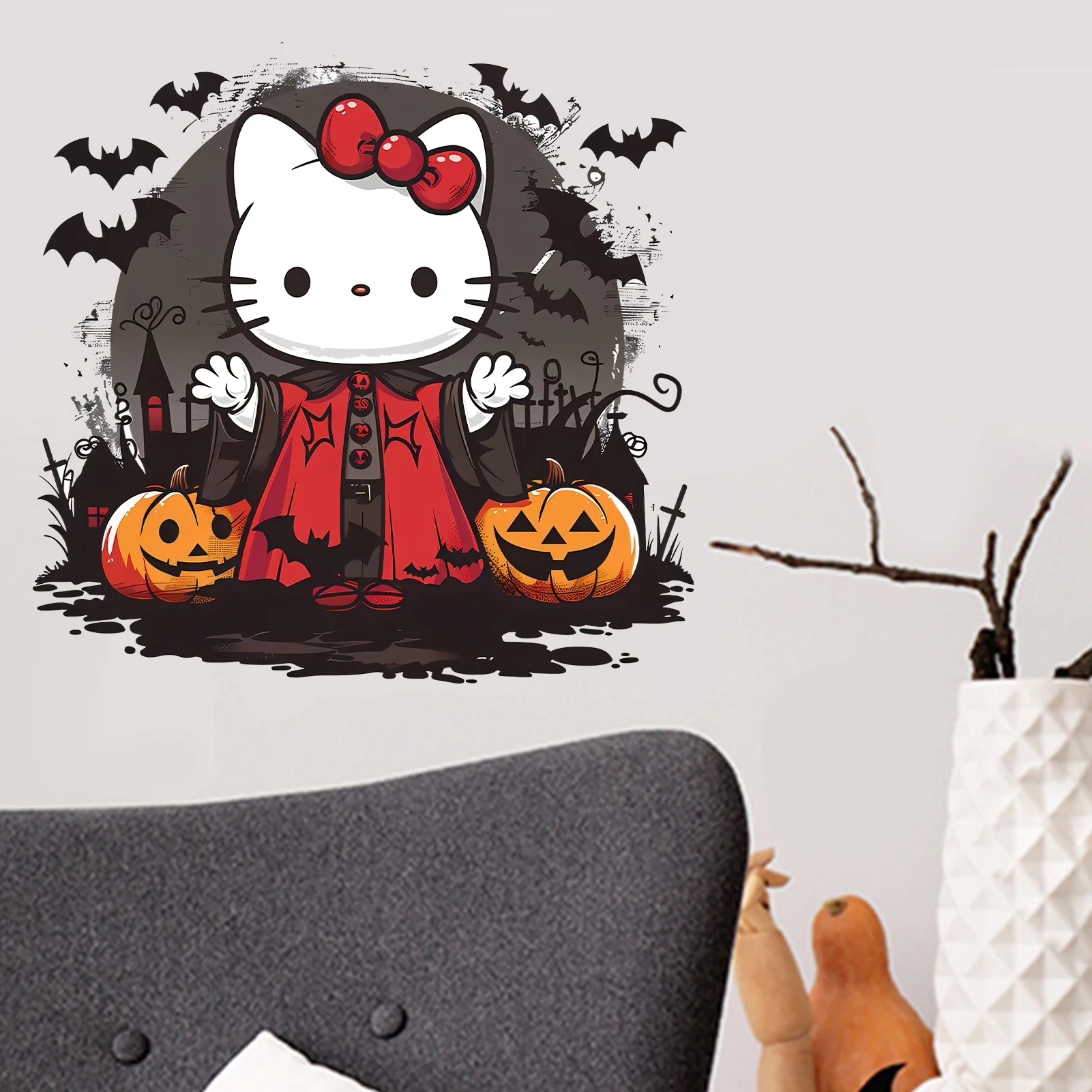 سانريو هالوين الديكور HelloKitty اليقطين الساحرة / مصاص دماء الرعب جو ملصقات الزخرفية، ملصقات جدار رائعة