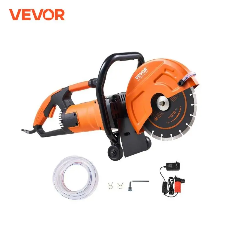 VEVOR Electric Concrete Saw 9 in 1800W 15A Motor Circular Saw Cutter with 3.5 in Cutting Depth Wet/Dry Disk Saw Cutter for Stone