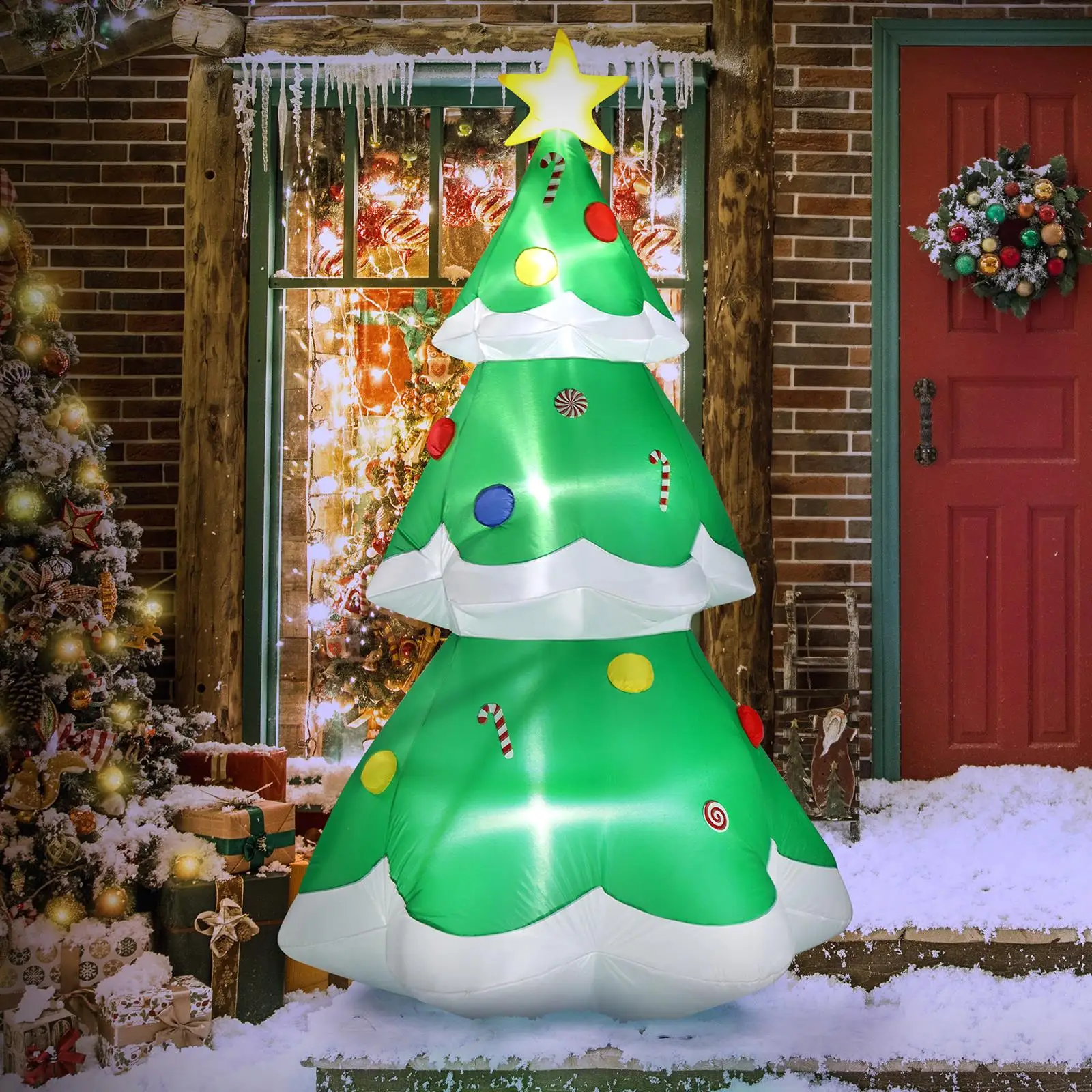 

6.9FT Inflatable Christmas Tree Decoration with Lights - Blow Up for holiday Yard Decor for Front Lawn Party