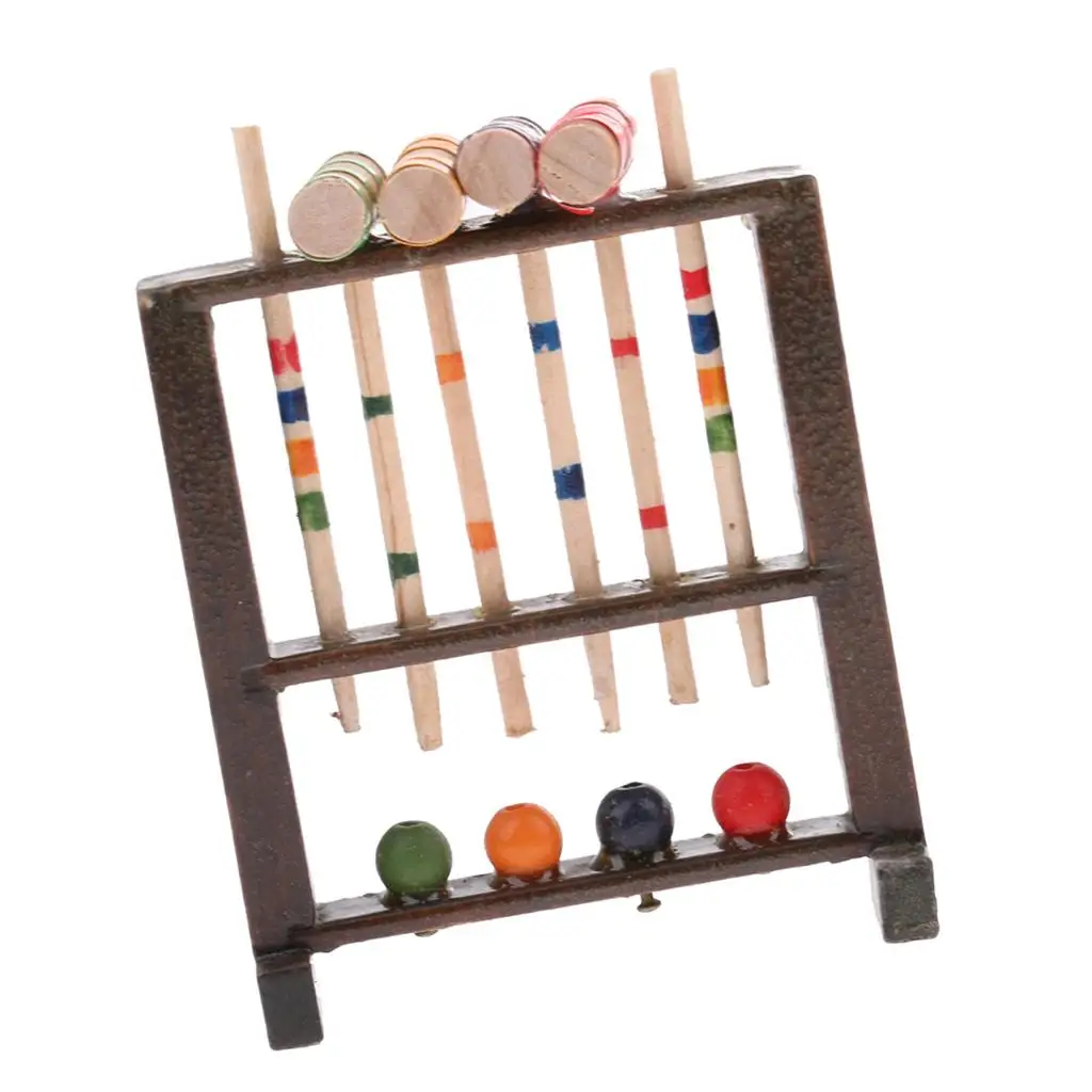 

1/12 Dollhouse Miniature Croquet Set, Room Scene Decoration