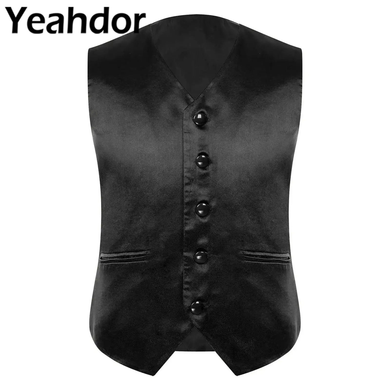 Kids Boys Satin Formal Gentleman Suit Vest Children Waistcoat Top for Stage Performance Evening Wedding Party Host Costume