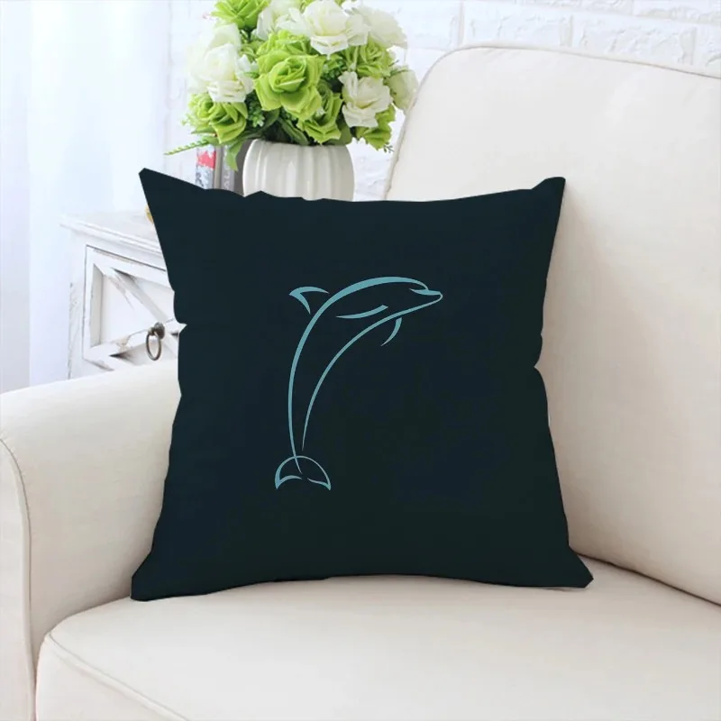 45x45cm pillowcase cute Dolphin custom  printed sofa cushion cover chair cushion children's room headboard backrest