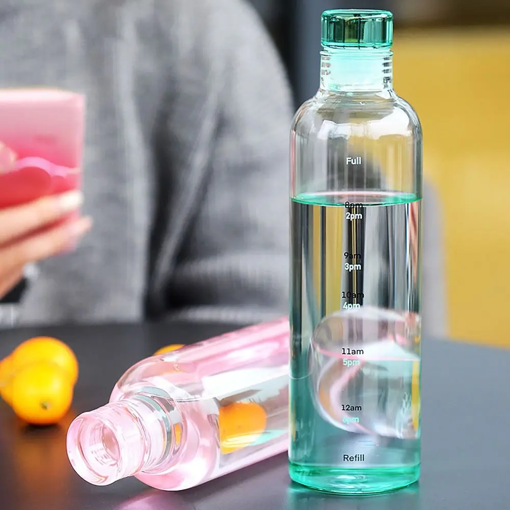Portable 500/750ML Water Bottle Timescale Transparent Drinking Cup Leakproof Juice Bottle for Student view 3
