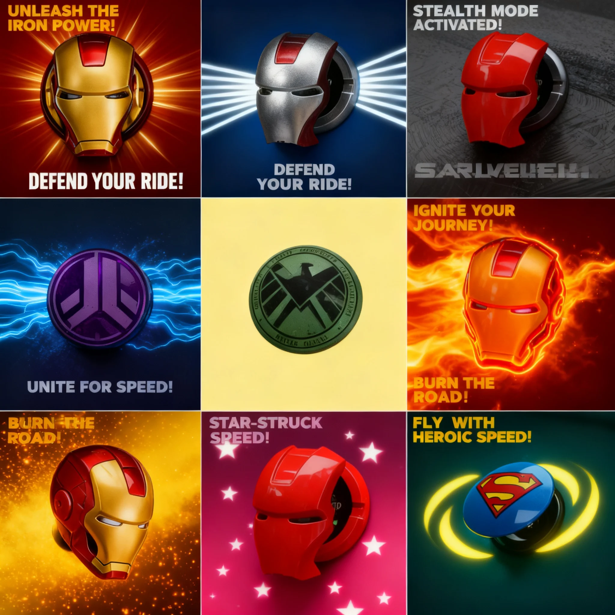 

Captain America Iron Man Anime Engine Start Button Car Ignition Cover Sticker Auto Toy Trim Accessories