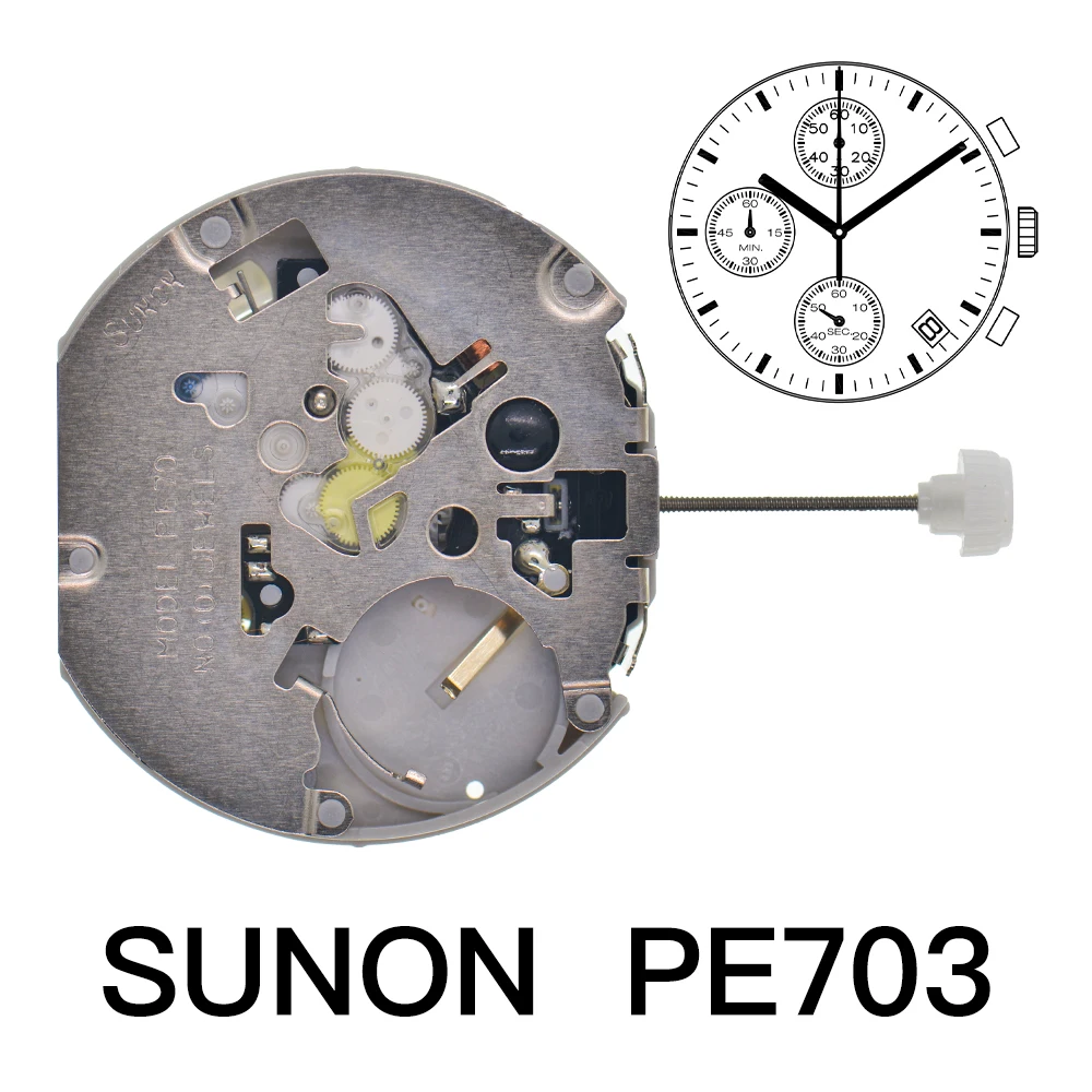 SUNONPE70 Movement Quartz Watch Movement PE703 Date At 4:30 Overall Height 6.8mm