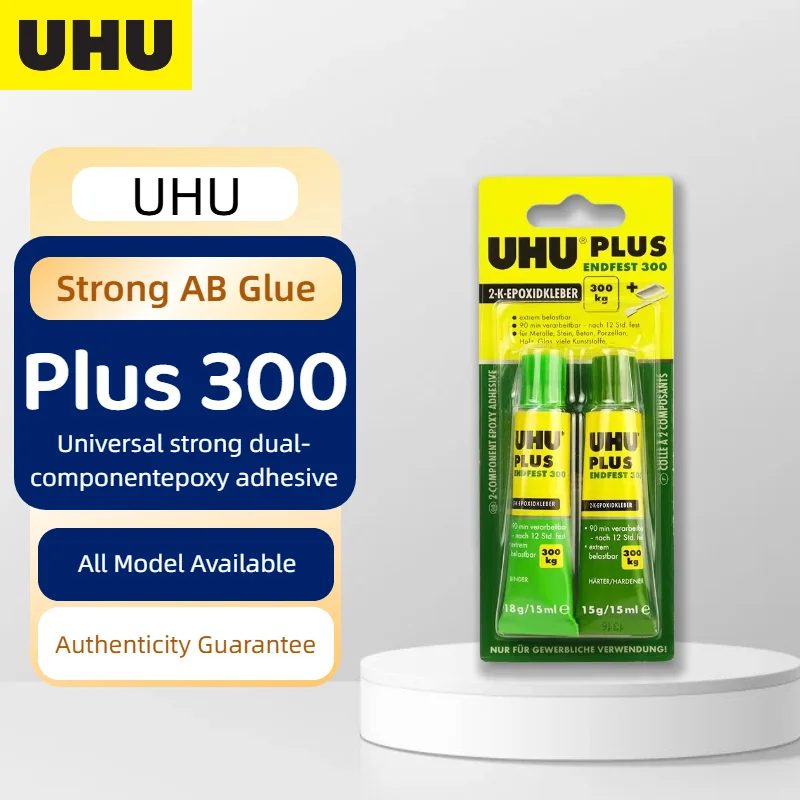 Adhesivo Epoxi Original UHU Plus Endfest 300 Quickset de 2 Componentes, Alta Resistencia, Reparación Rápida, Pegamento para Metal, Cerámica, Vidrio y Madera
