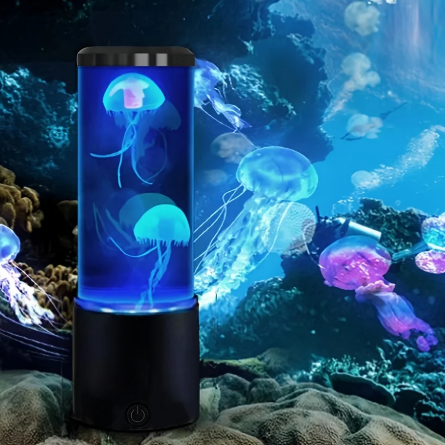 7 Colors LED Jellyfish Lava Lamp Creative Ocean Themed Mood Night Light USB Powered Desktop Decor Lamp for Home Decoration Gift