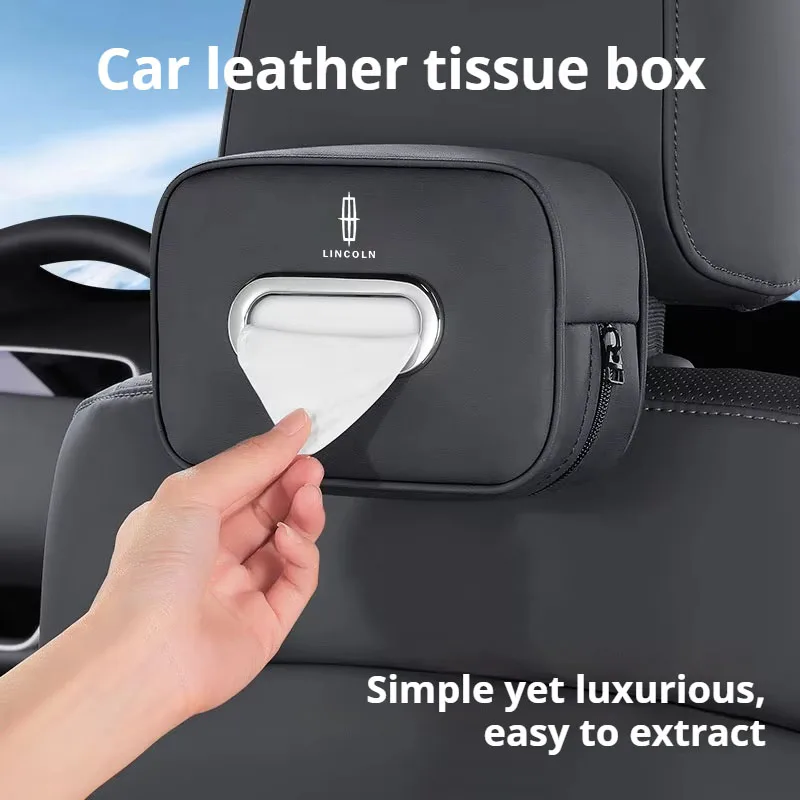 Leather Car Seat Back Tissue Box Sun Visor Tissue Box Holder For Lincoln Nautilus Aviator Navigator MKZ MKX Continental MKC MKT