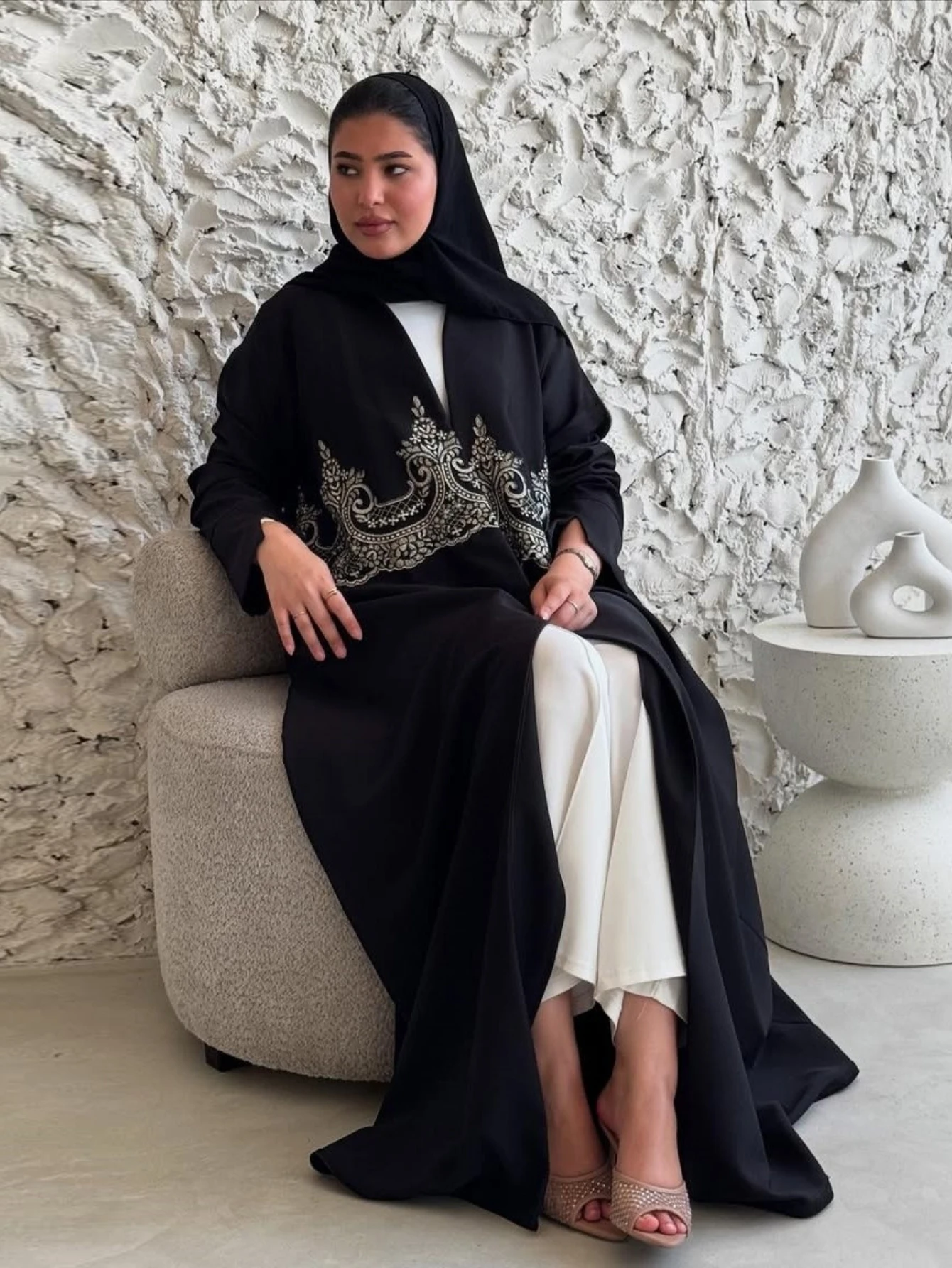 

Women Abaya Appliques Open Dress Sweet Ramadan Eid Party Long Abayas Msulim Jalabiya Morocco Caftan Vestidos Largos Cardigan