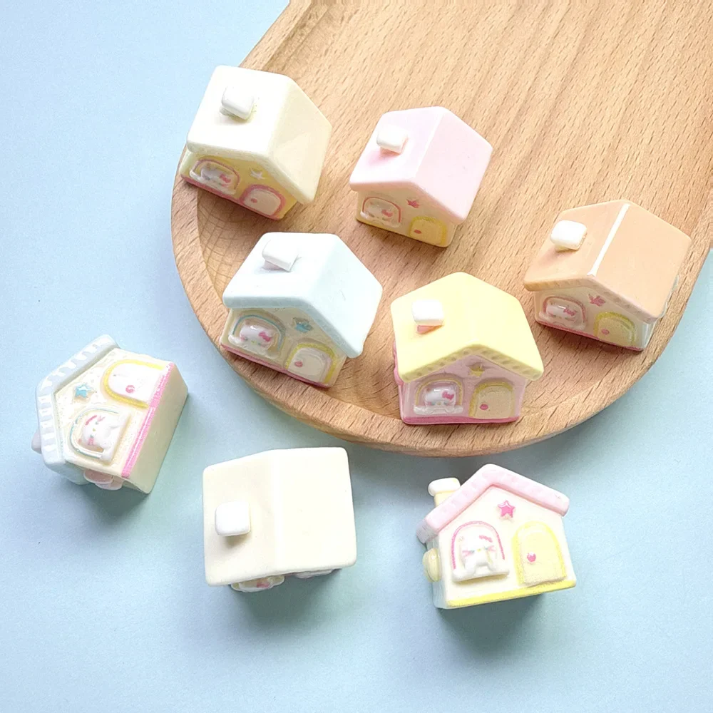 3D Mini Cute Resin Cat House Miniatures Flatback Cabochon for DIY Jewelry Making Phone Case Landscape Decoration  Accessories
