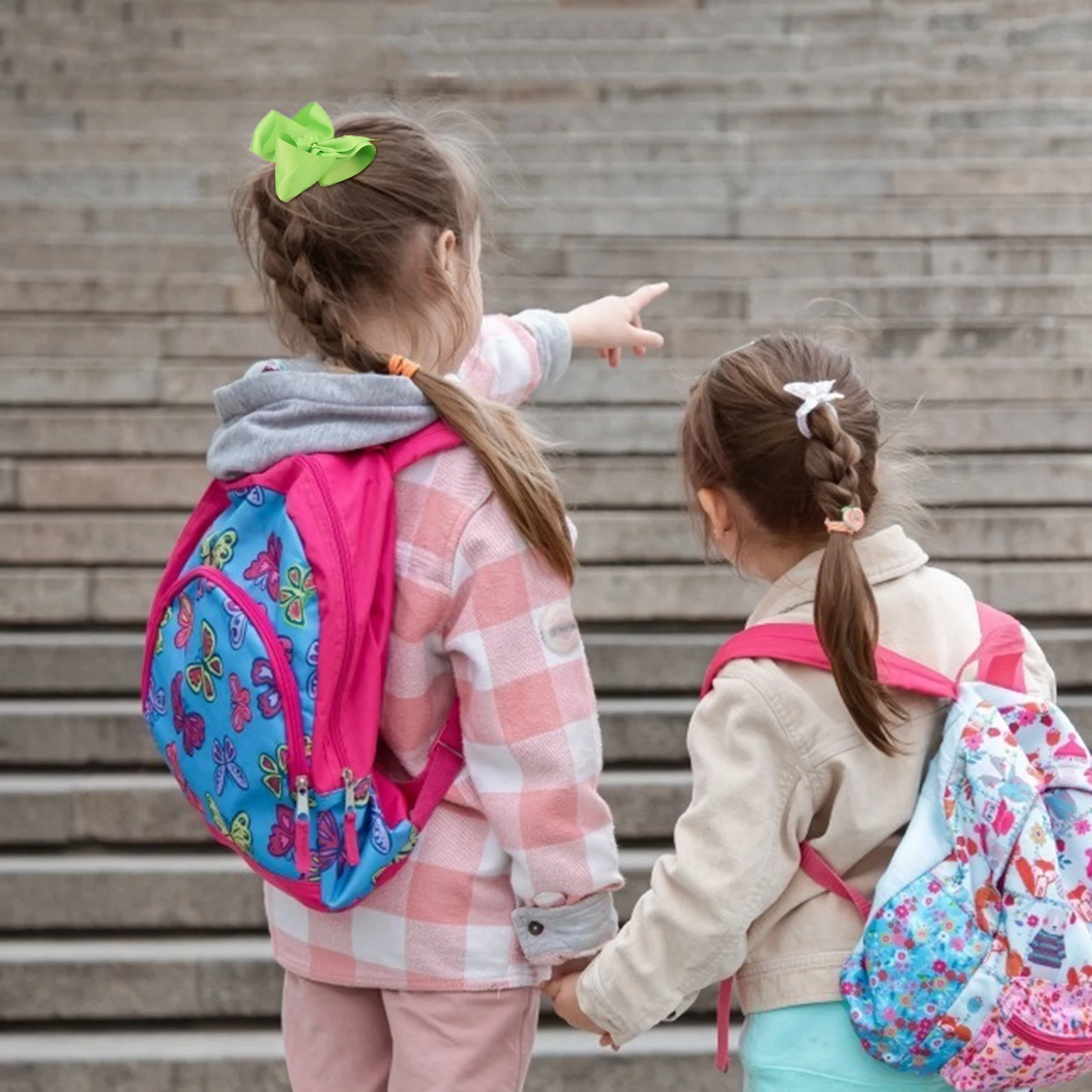 

5 Pcs 6 Inch Candy Color Bowknot Hair Clips Kids Flower Hairpins Delicate Bow Hair Accessories Party Gift Green