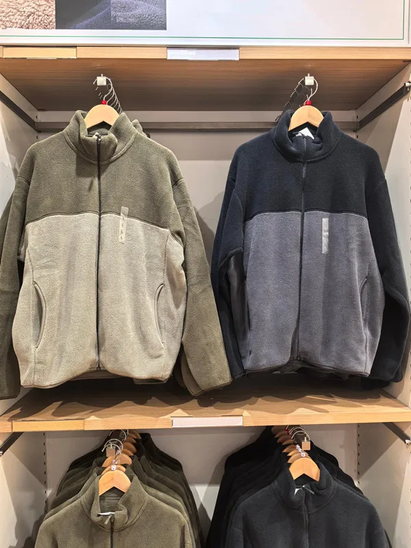 

ex Long Sve Fce Lined Jaet Zipper Hoodie Loose Fit Contrast Color Outerwear Warm Casual Sle Stand Collar Coat