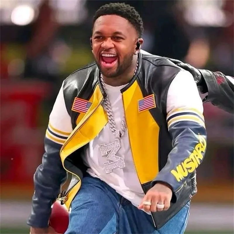 

59th Bowl Performance Motorcycle Sle Patchwork Leather Jaet Men's Jaet Outerwear Casual Loose Fit Youthful Energy