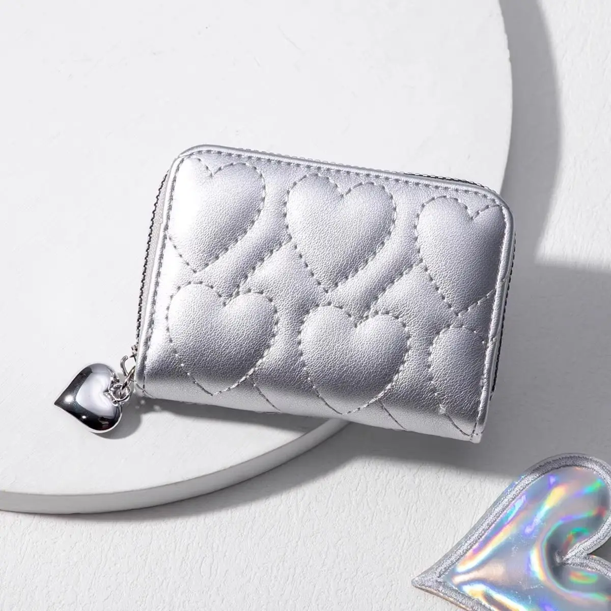 

Creative Silver Black PU Leather Multi-function Wallet Women Men Short Purses Anti Theft Small Coin Card Holder Clutch Wallet