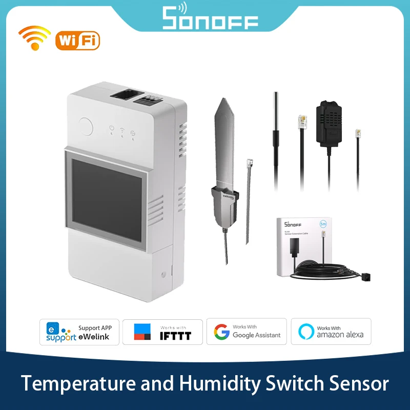 

SONOFF TH Elite 16A/20A Temperature And Humidity Switch Humidity Monitoring With LCD Display Voice Control For Google Home Alexa