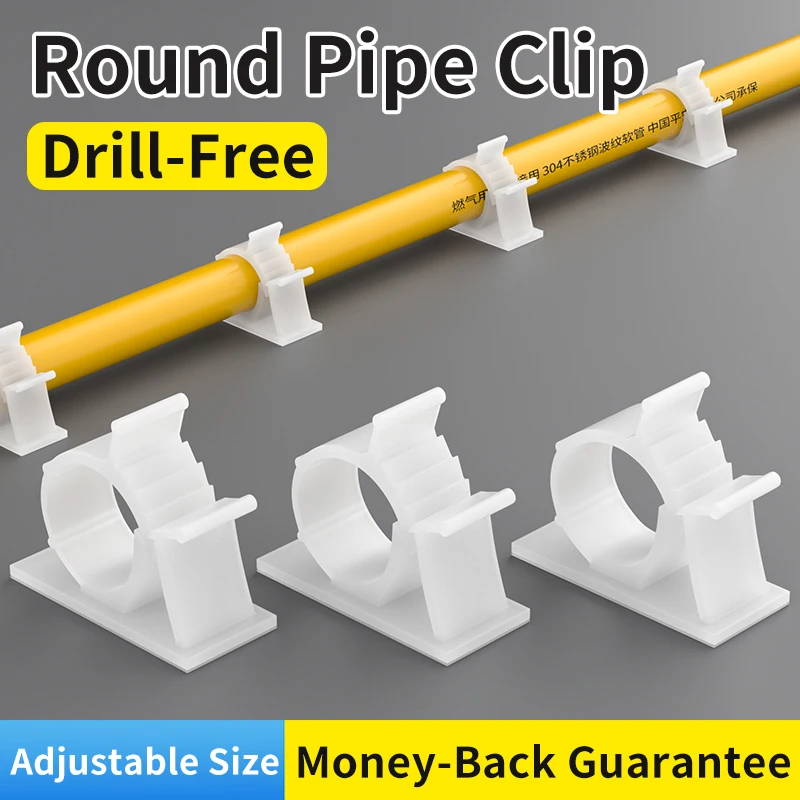 5/20pcs Self-Adhesive Adjustable Cable Clips – Plastic Fasteners for Pipes, Corrugated Tubes & Charging Cords