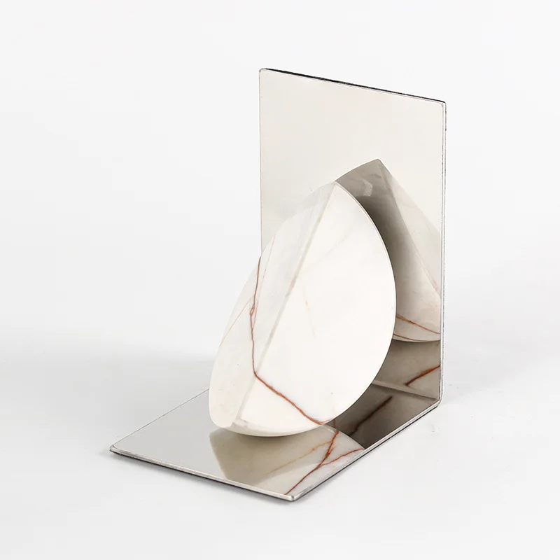 Light Luxury Marble Geometric Bookend Ornament Model Room Study Bedroom Desktop Bookcase Bookshelf Bookstand Soft Decoration