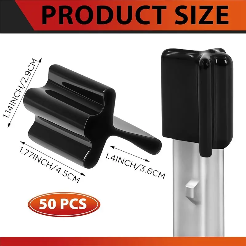 BAAG-Czarne nakładki na słupki T z winylu, 50 sztuk, bezpieczne nakładki na słupki T, wykończenie słupka T, bezpieczna osłona słupka T