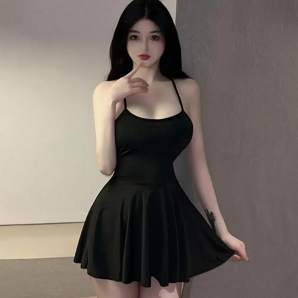 NEUES Damen Plissiertes Mikro-Minikleid, Bandage, Glattes, Gleichmäßiges Slip-Minikleid, Nachtclub-Outfit, Verführerisches Rüschenkleid, Rückenfrei, Sexy – Detail 7