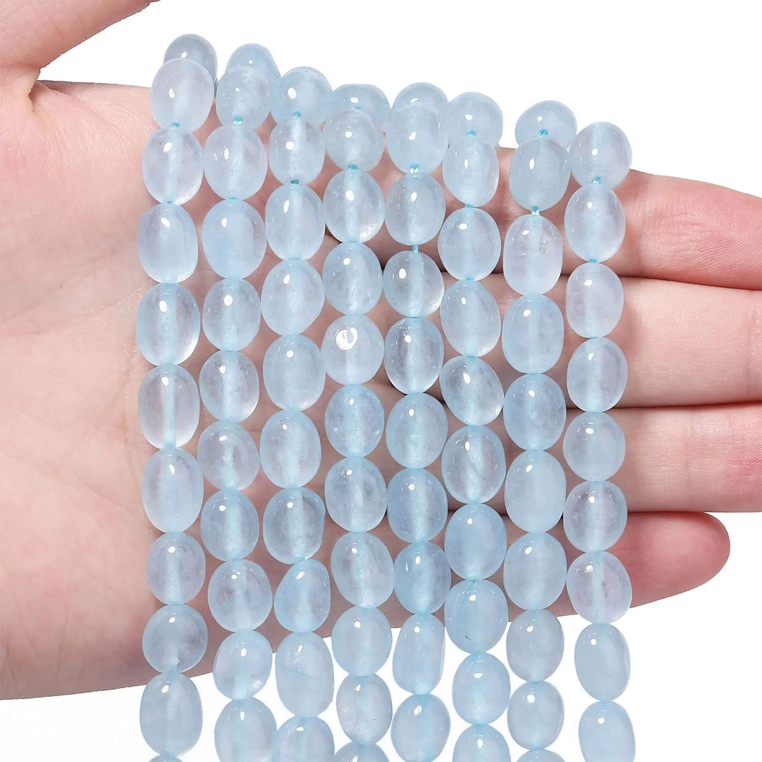 8-12mm Unregelmäßige Seeblaue Chalcedon-Steinperlen Lose Abstandsperlen Schmuckherstellung DIY Armband Zubehör
