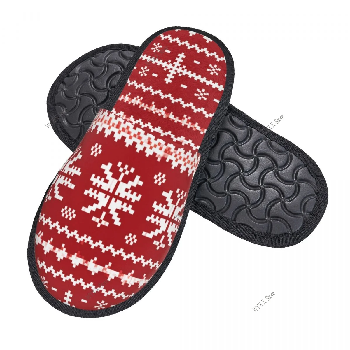 Fur Slipper For Women Men Fashion Fluffy Winter Warm Slippers Christmas Sweater With Snowflakes House Shoes