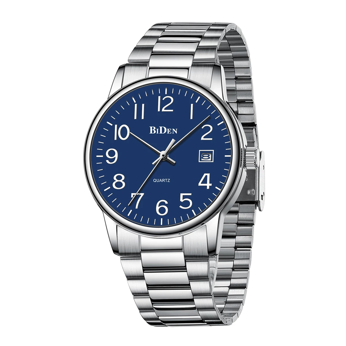 BIDEN Jam Tangan Pria Bermerek Mewah Jam Tangan Pria Tanggal Tahan Air Jam Tangan Pria Kuarsa Tali Baja Tahan Karat Jam Tangan Pria Reloj