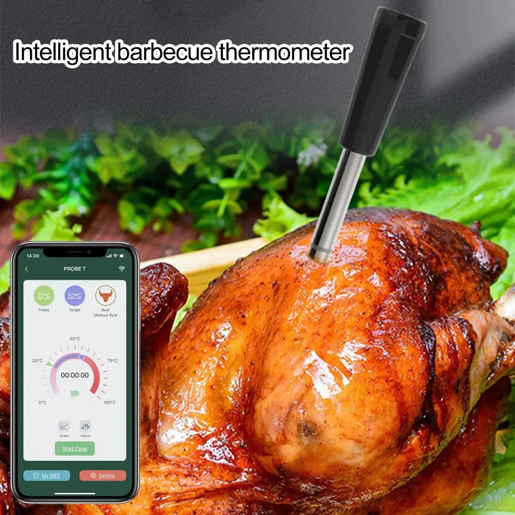 

Digital Meat Thermometer Wireless Bbq Probe Thermometer with Fast Response Time Mobile App for Grilling Oven Barbecue Food Juice