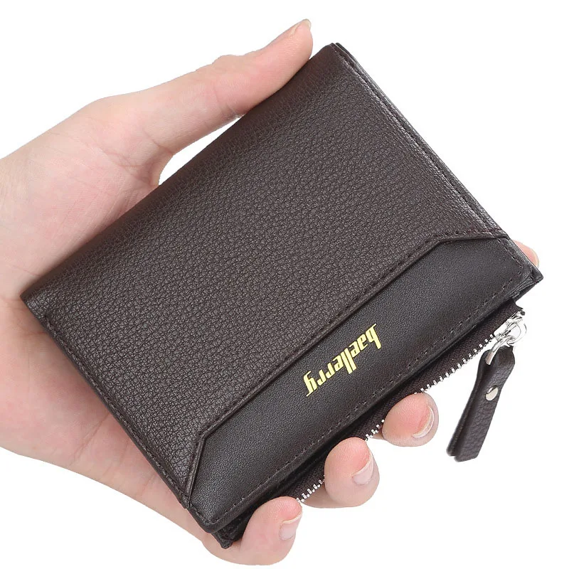 Men 2024 New Fashion Wallet Multi-card Card Bag Male Short Zipper Coin Wallet Luxury High Quality Solid Letter Small Mini Purse