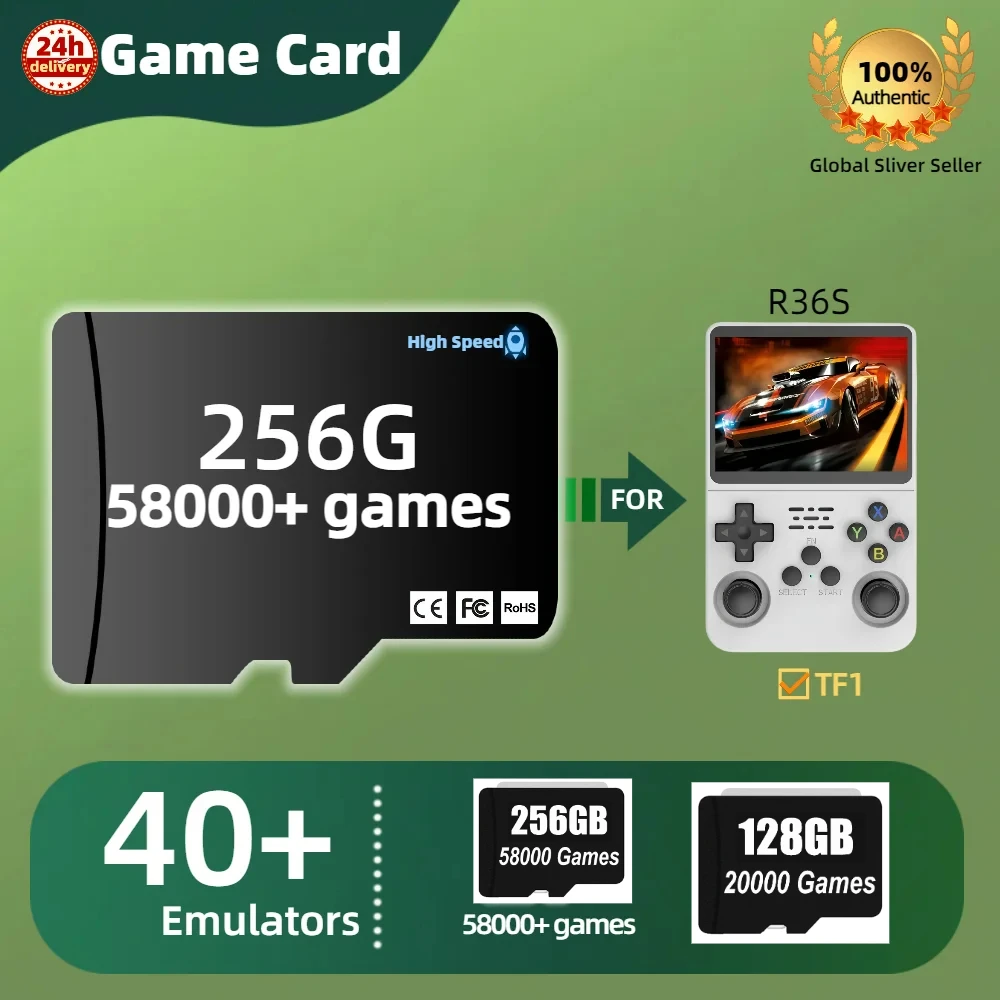

Игровая карта TF для карты памяти R36S, высокоскоростная Plug&Play PSP PS1 N64 GBA GBC SFC 256G 58000+ Retro Games 128G Системная карта