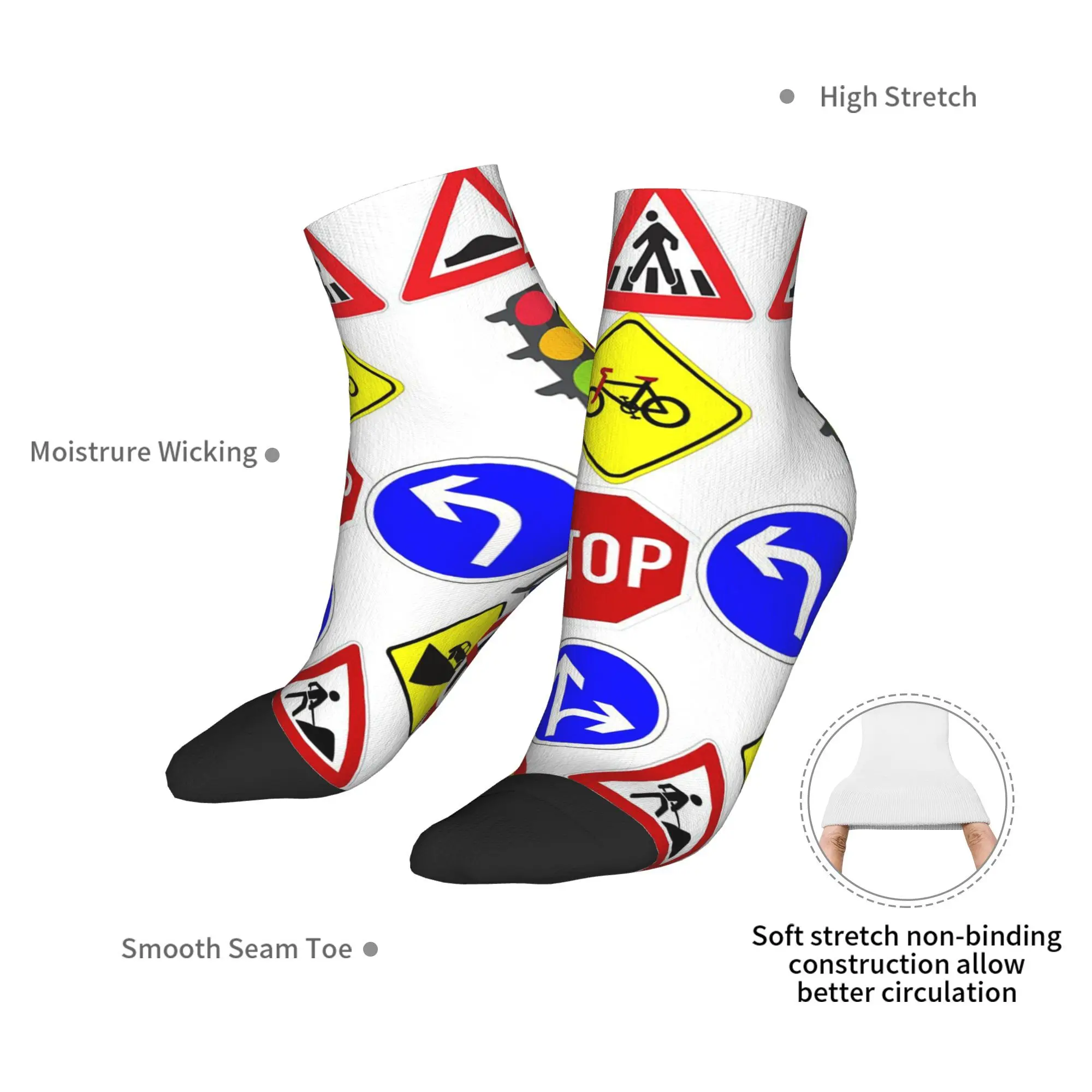 All Seasons Traffic signs  1 Socks Harajuku High Quality Sport Middle Tube Socks Soft Casual Stockings for Men Women Christmas