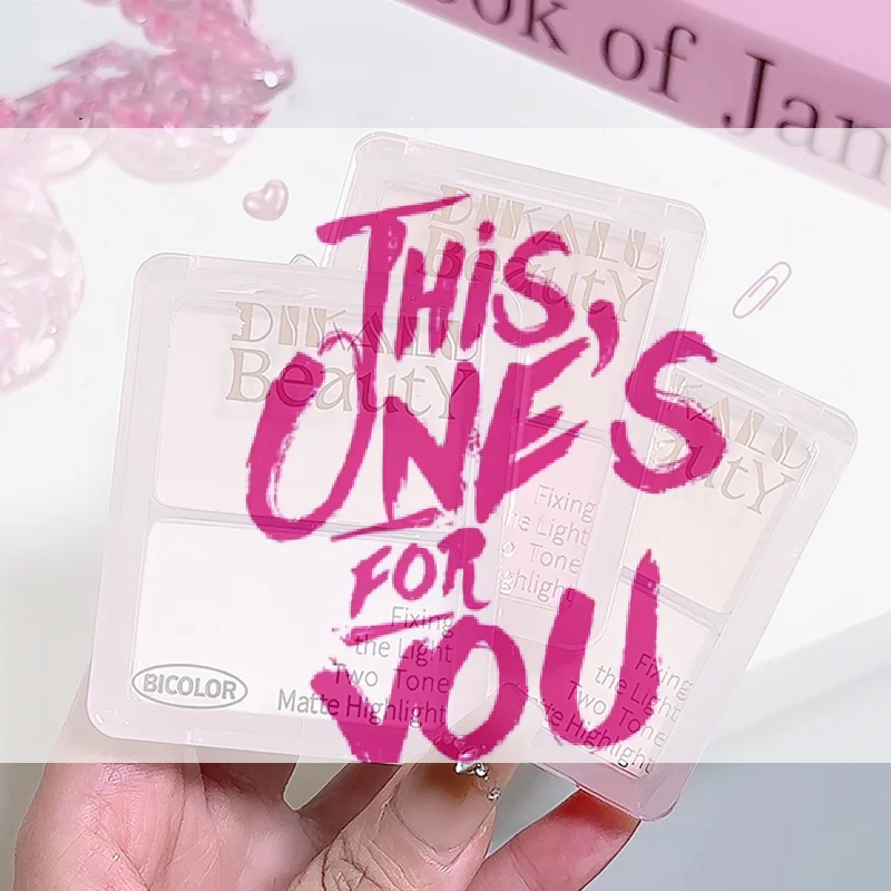 DIKALU Palette di contorni bicolore Evidenziatore bianco opaco Grigio Marrone Ombra per il naso Bronzer per il viso Illumina il trucco in polvere