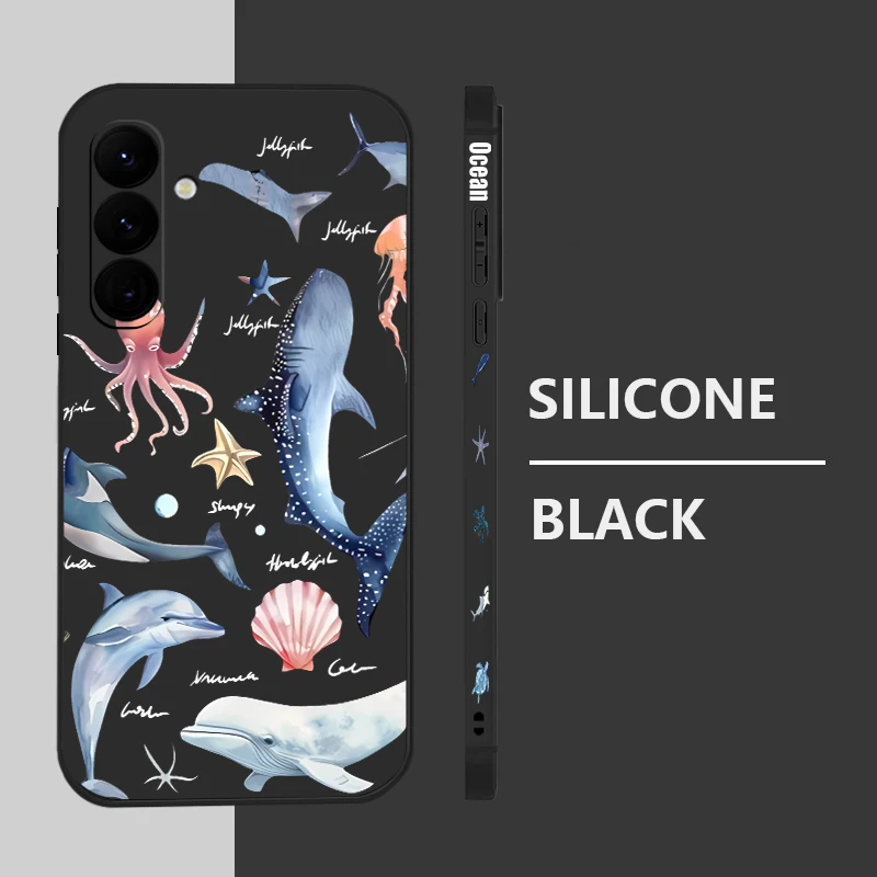 Dolphin Shark Print TPU Phone Case For Samsung Galaxy S24 S25 FE S25 S23 S22 Ultra A17 A56 A16 A55 A25 A15 A36 A54 5G Soft Cover