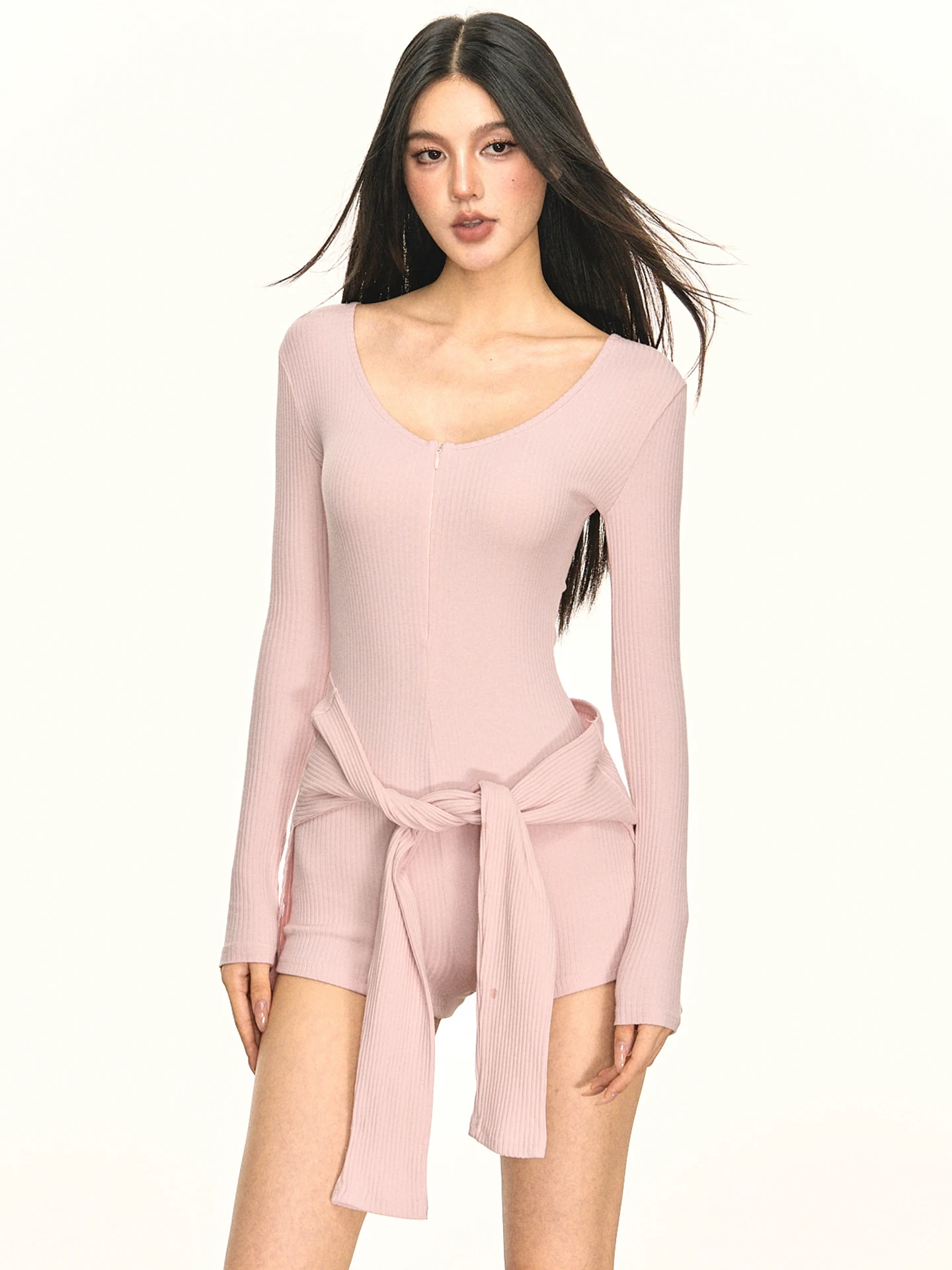 

Anna Aneae, женский комбинезон с уникальным дизайном на молнии, длинный комбинезон с высокой талией, брюки из тонкой ткани, женский комбинезон